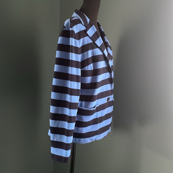 Talbots Navy and Sky Blue Striped jacket - Picture 3 of 4